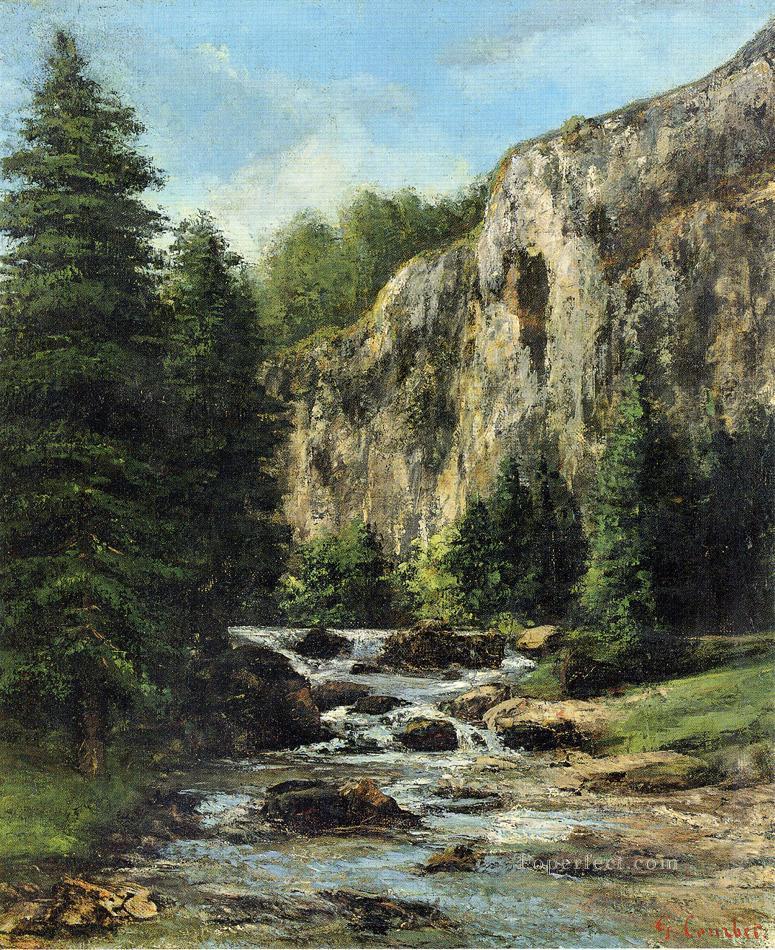 Estudio para Paisaje con cascada Pintor realista Gustave Courbet Pintura al óleo